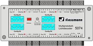 Der Viessmann Multiprotokoll-Lichtdecoder Art.-Nr. 5074 ist eine leistungsfähige, digitale Lichtsteuereinheit für eine Vielzahl von faszinierenden Lichteffekten für den Modellbau und Ihre Modellbahn-Anlage