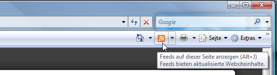 Das RSS-Icon im Internet Explorer 7