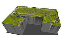 Gleisplan in der 3D-Ansicht von RocRail