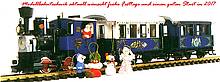 Der LGB-Weihnachtszug (Art.-Nr. 70545) von 1994 mit einer Weihnachtsmann-Figur als Lokführer einer Schmalspur-Dampflok ist heute ein echtes Sammlerstück (Foto: LGB)
