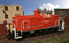 H0-Modell der weiterentwickelten V60 in Form der Baureihe 365 der DB von ESU mit automatischer Kupplung