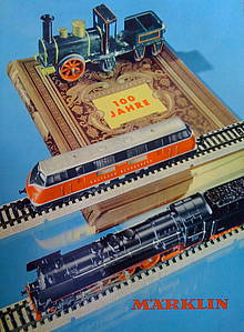 Werbeschild von 1959 zum hundertjährigen Märklin-Firmenjubiläum