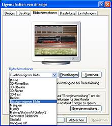 Mittels "Diashow eigener Bilder" stellen Sie Ihre Eisenbahn-Fotos als Windows-Bildschirmschoner ein