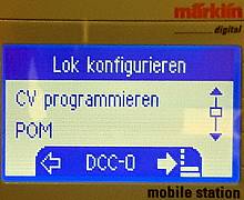 Das POM-Menü auf einer Märklin/TRIX Mobile Station 2