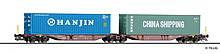 TT-Neuheit 2023: TILLIG Containertragwagen Sggmrss der SNCB, beladen mit zwei 40‘-Containern-Art-Nr.18072
