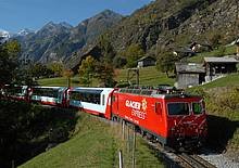 Von St. Moritz nach Zermatt, vom Piz Bernina zum Matterhorn: Die landschaftlich eindrucksvolle Strecke des Glacier-Expresses führt über 291 Brücken und durch 91 Tunnel (Foto: Deutsches Museum Verkehrszentrum)