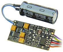 Speicherkondensator "GoldCap" mit 1800-µF an Digitaldecoder von ZIMO (MX645)
